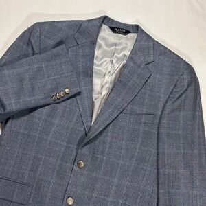 Jos A Bank Men's Glen Plaid Silk Wool Blend Sport Coat Blazer 40S Gray